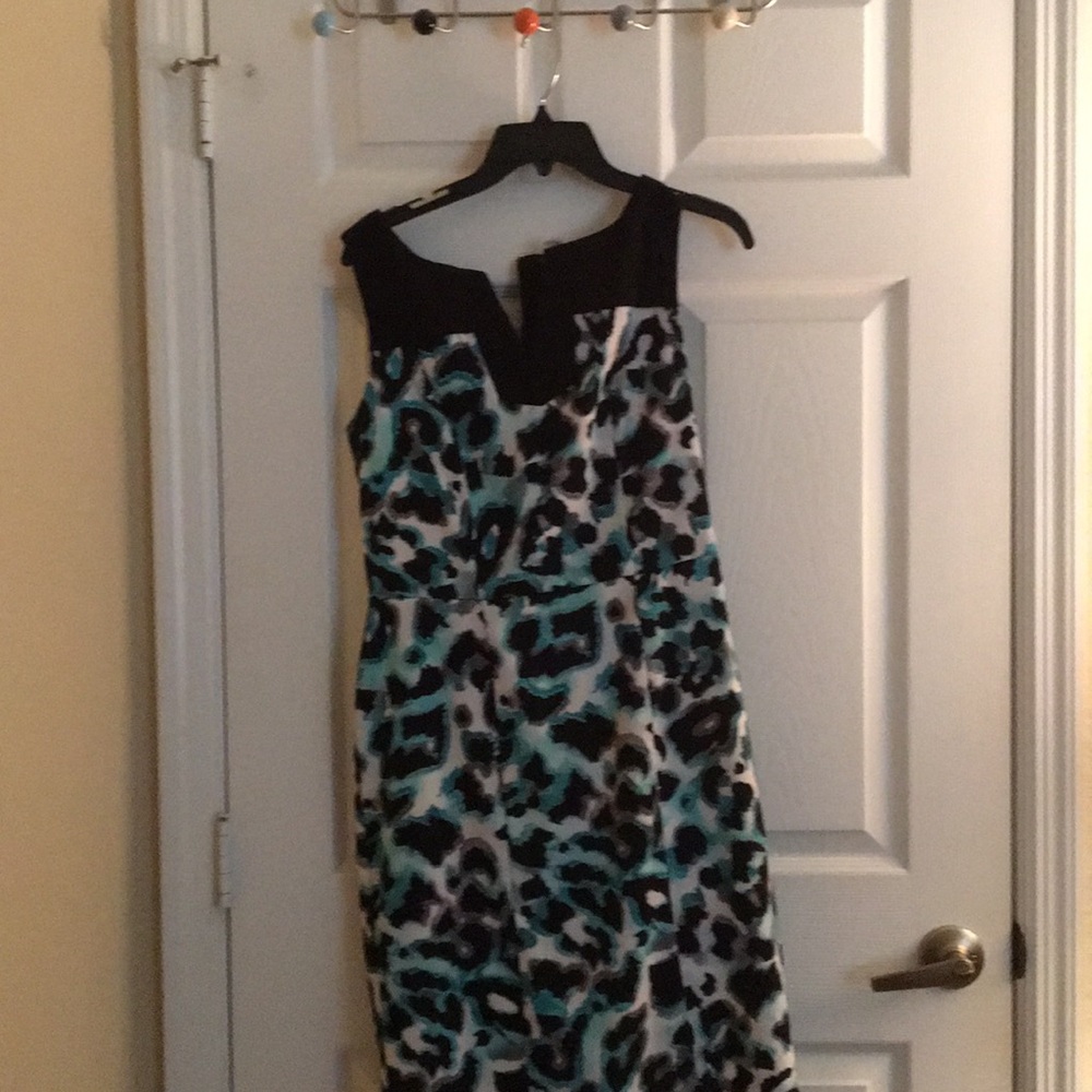 Blue black white dress